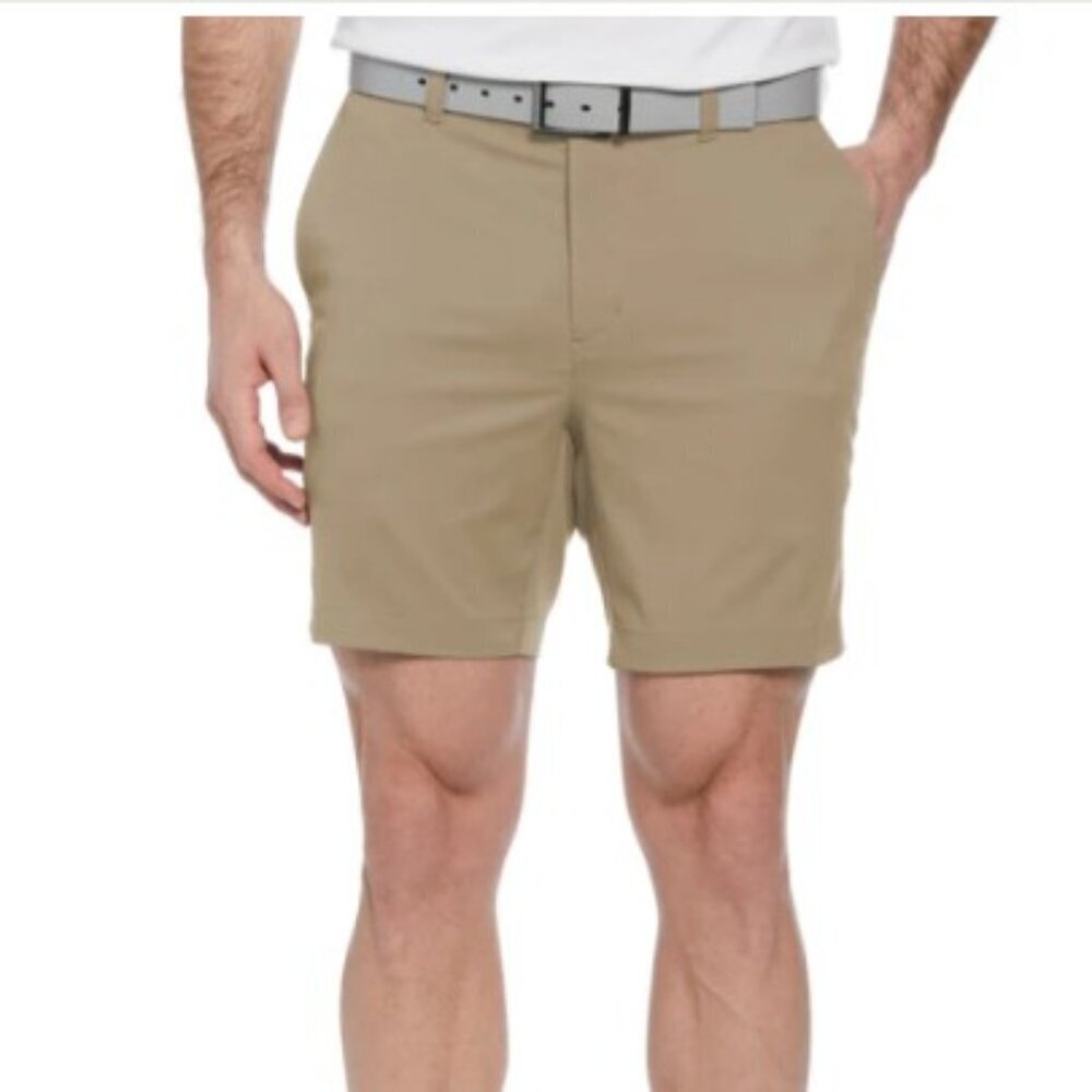 NEW PGA Tour Men's Golf Flat Front Performance 8" Shorts in Tan